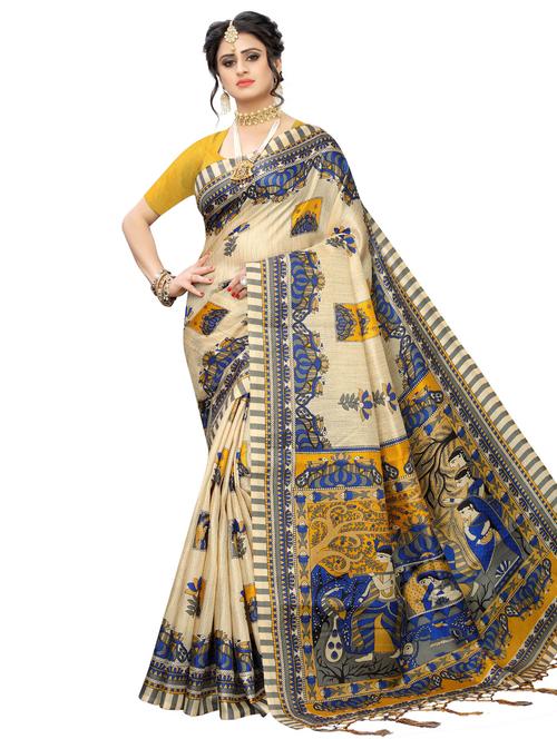 floral printed saree with blouse - 17465972 - Very Small Image - 1