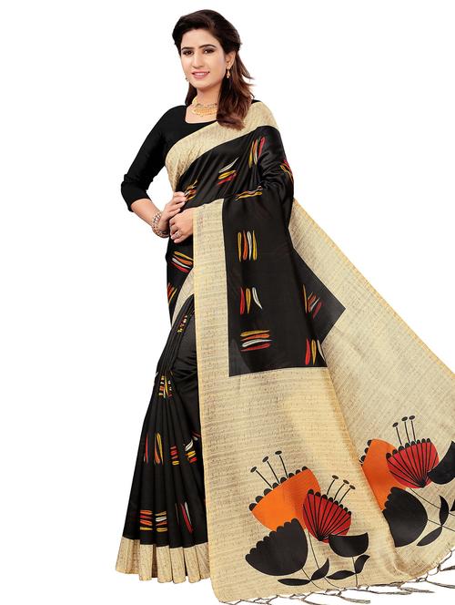abstract printed saree with blouse - 17465973 - Very Small Image - 1