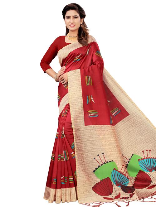 abstract printed saree with blouse - 17465974 - Very Small Image - 1