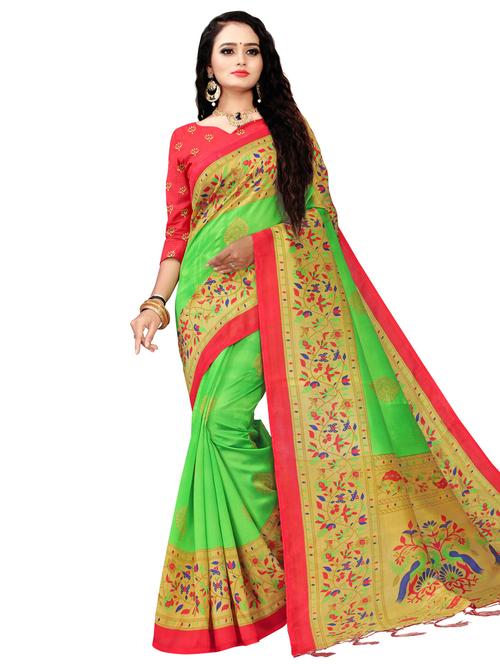 floral printed saree with blouse - 17465979 - Very Small Image - 1