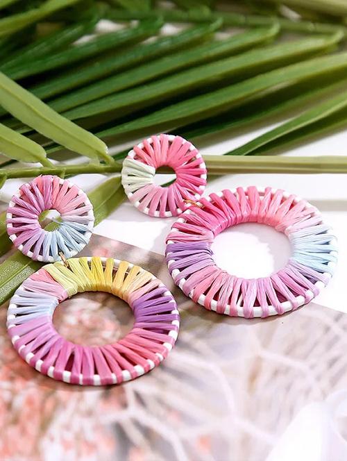pink metal drop earring - 17465995 - Very Small Image - 1