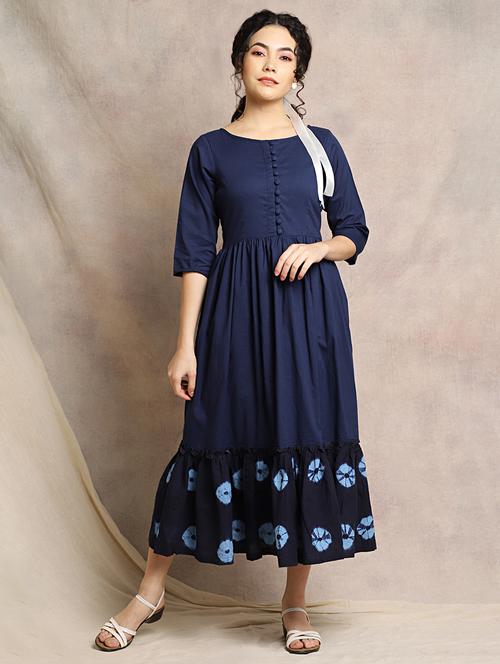 tie & dye fit & flare ethnic dress - 17466289 - Very Small Image - 1
