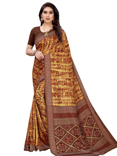 floral printed saree with blouse - 17466387 - Very Small Image - 1