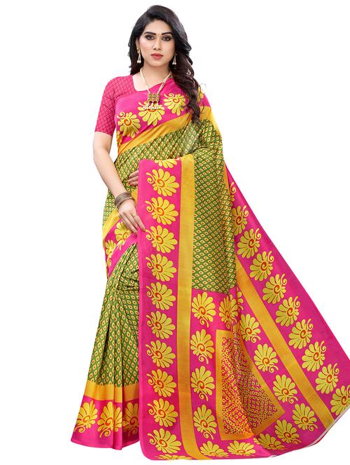 floral printed saree with blouse - 17466389 - Very Small Image - 1