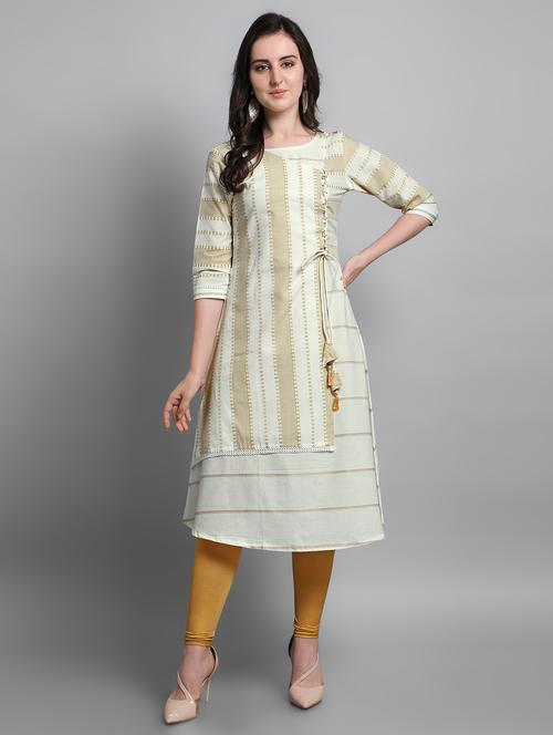 offwhite cotton aline kurta - 17466599 - Very Small Image - 1