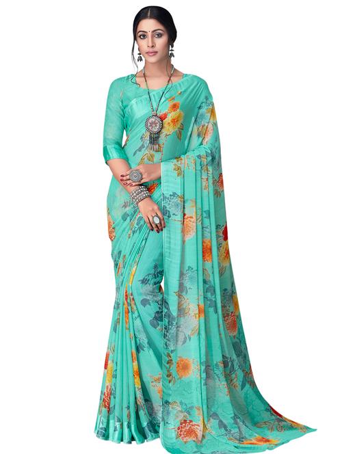 floral printed saree with blouse - 17466670 - Very Small Image - 1