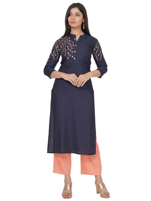 embroidered straight kurta - 17466947 - Very Small Image - 1