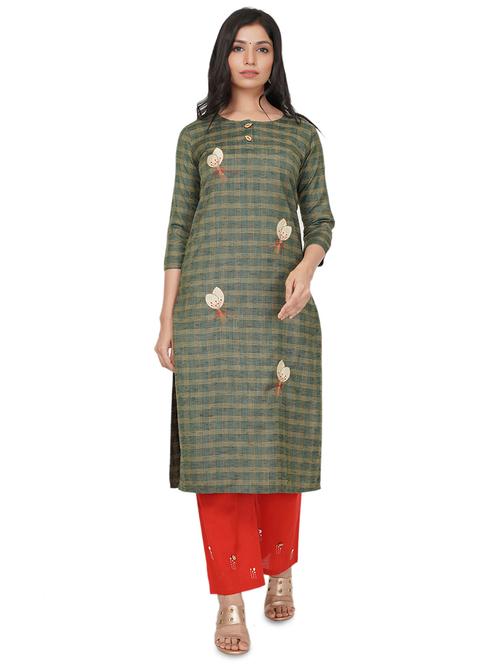 embroidered straight kurta - 17467002 - Very Small Image - 1