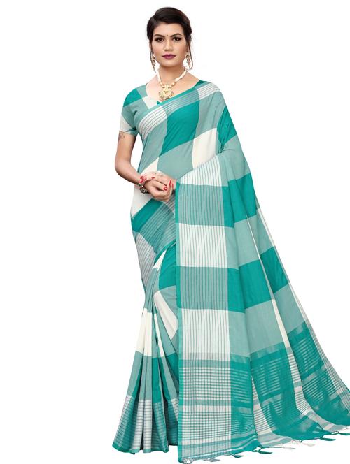 checkered woven saree - 17467039 - Very Small Image - 1