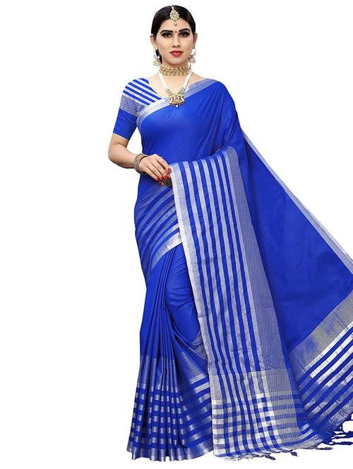 striped woven saree with blouse - 17467046 - Very Small Image - 1