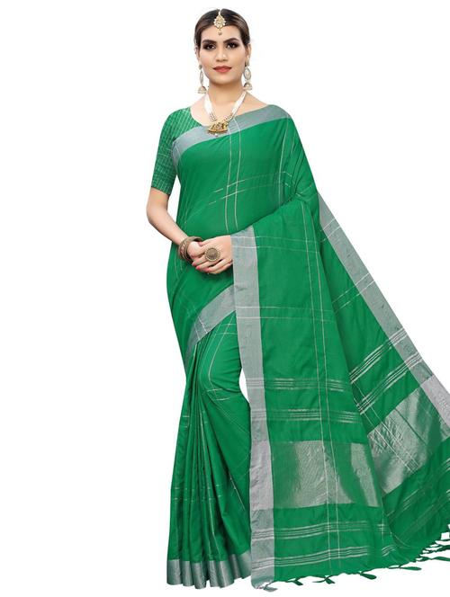 checkered woven saree with blouse - 17467052 - Very Small Image - 1
