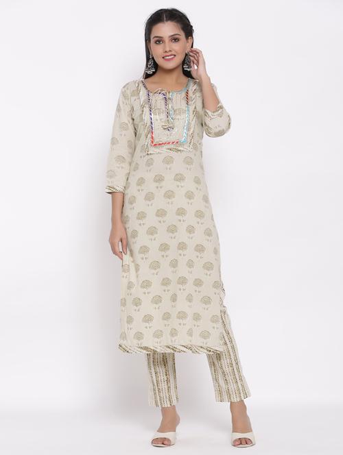 floral kurta pant set - 17467101 - Very Small Image - 1