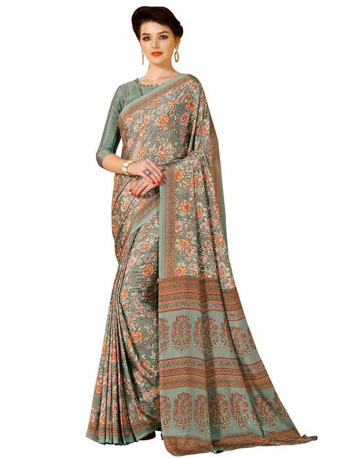 floral printed saree with blouse - 17467514 - Very Small Image - 1
