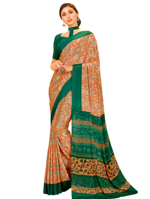 floral printed saree with blouse - 17467519 - Very Small Image - 1