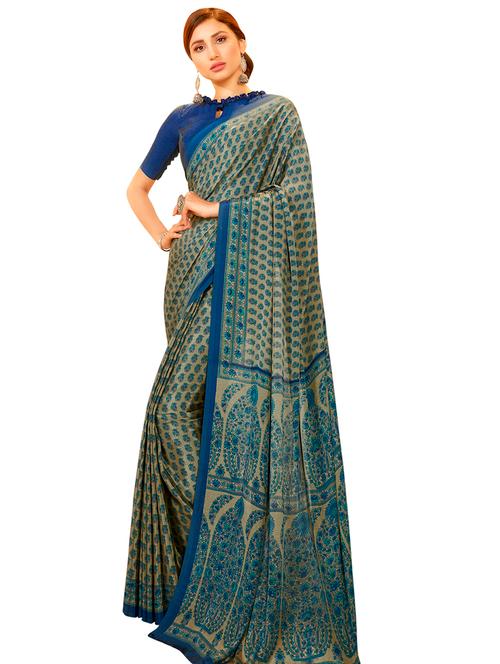 floral printed saree with blouse - 17467521 - Very Small Image - 1
