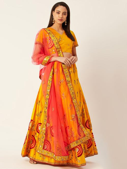 embroidered flared lehenga - 17467794 - Very Small Image - 1