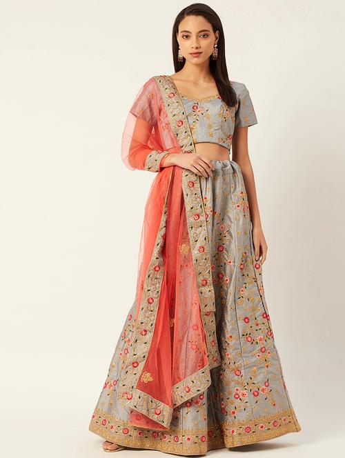 embroidered flared lehenga - 17467802 - Very Small Image - 1