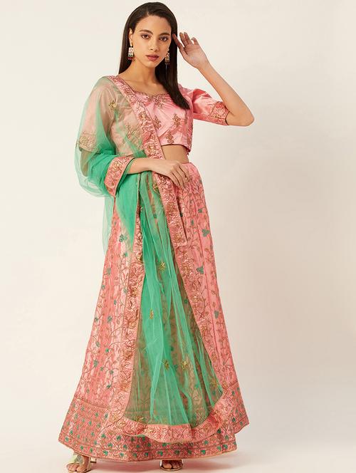 embroidered flared lehenga - 17467809 - Very Small Image - 1