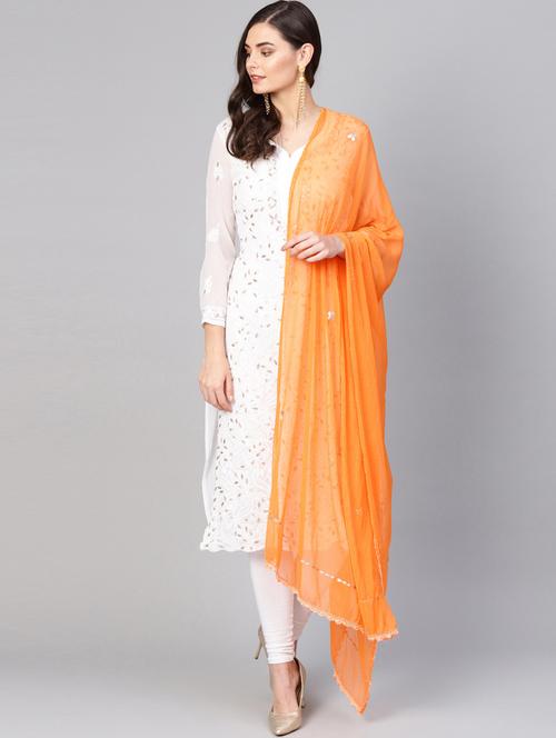 orange poly georgette dupatta - 17467861 - Very Small Image - 1