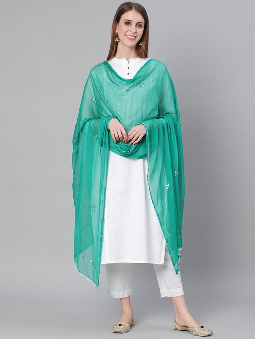 green poly georgette dupatta - 17467869 - Very Small Image - 1