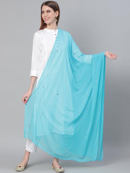 blue poly georgette dupatta - 17467880 - Very Small Image - 1
