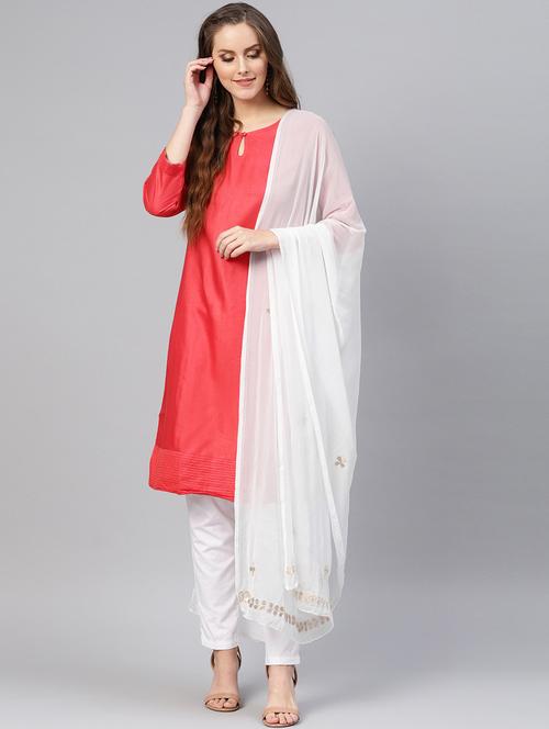 white poly georgette dupatta - 17467890 - Very Small Image - 1