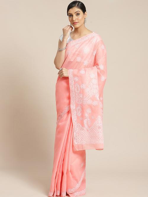 floral chikankari saree with blouse - 17467912 - Very Small Image - 1