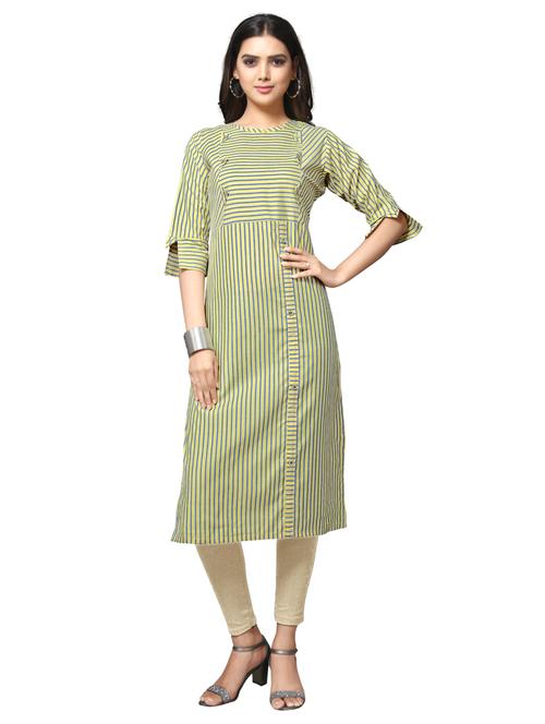 yellow cotton blend straight kurti - 17468058 - Very Small Image - 1
