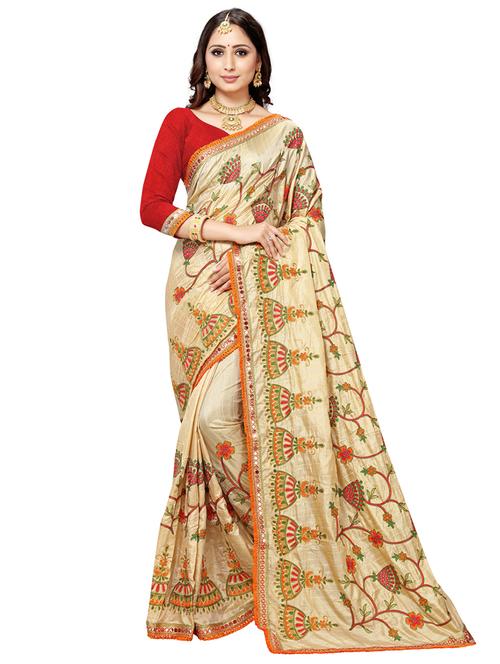 floral embroidered saree with blouse - 17468433 - Very Small Image - 1