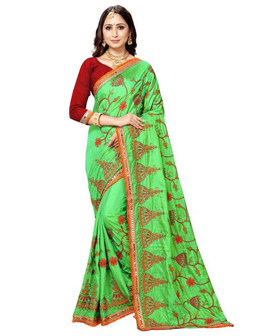 self design embroidered saree with blouse - 17468562 - Very Small Image - 1