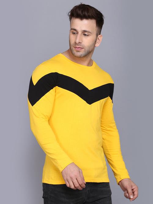 yellow color block cut & sew t-shirt - 17468595 - Very Small Image - 1