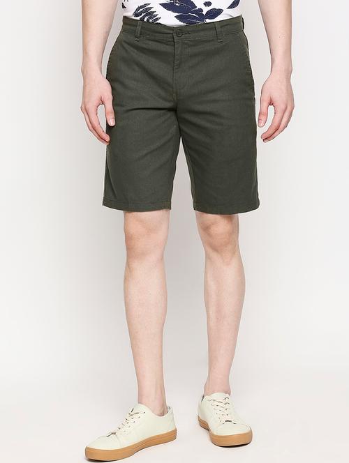 olive green solid bermuda shorts - 17469254 - Very Small Image - 1