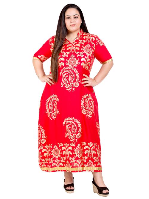 red rayon straight kurti - 17469335 - Very Small Image - 1
