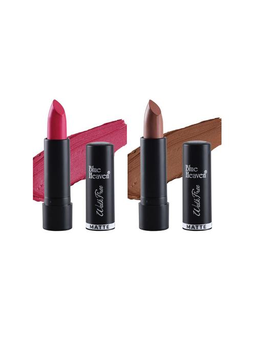 blue heaven pack of 2 walkfree matte lipsticks (pink rush & dusky nude) - 17469348 - Very Small Image - 1