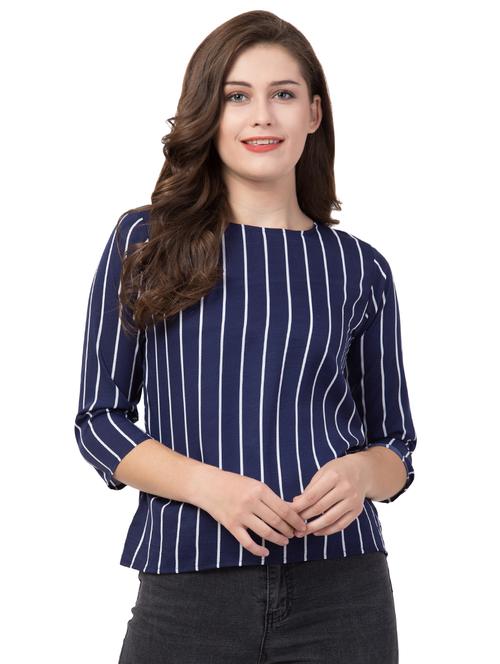 round neck striped top - 17469395 - Very Small Image - 1