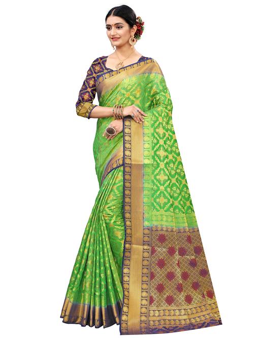 self design kanjivaram saree with blouse - 17469553 - Very Small Image - 1