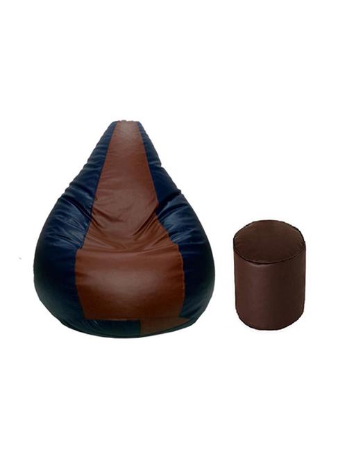 shira 24 large teardrop bean bag cover & foot stool (without beans) (brown-blue, l) - 17470482 - Very Small Image - 1