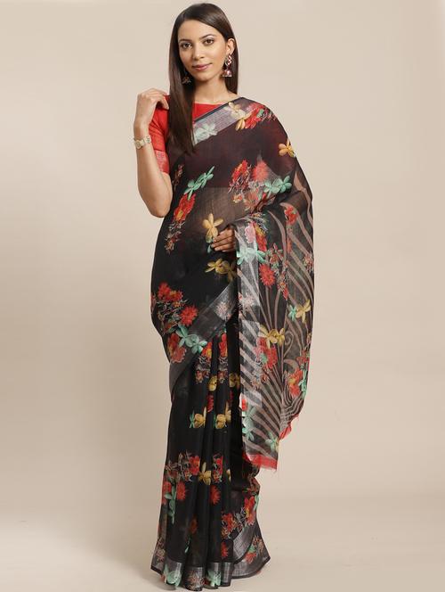 floral printed saree - 17470515 - Very Small Image - 1