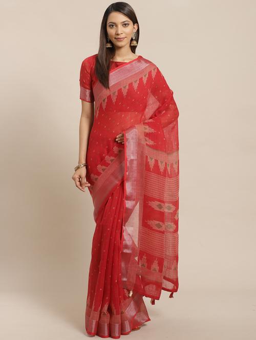 geometric printed saree with blouse - 17470543 - Very Small Image - 1