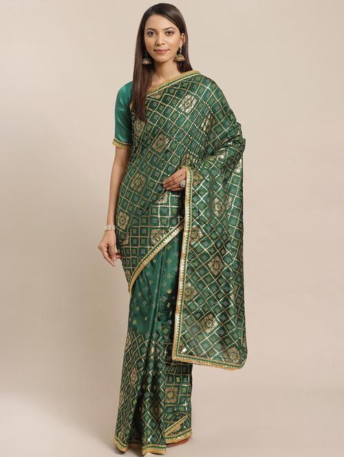 foil printed saree with blouse - 17470582 - Very Small Image - 1
