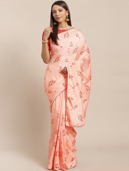 floral printed saree with blouse - 17470588 - Very Small Image - 1