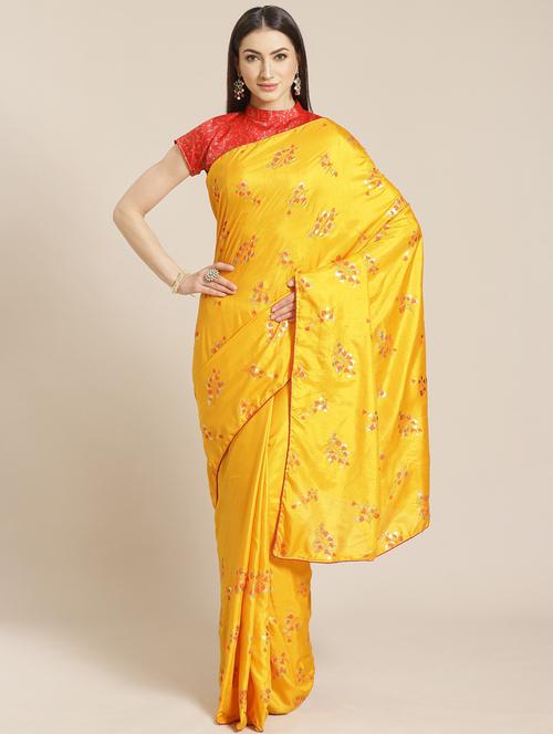 floral printed saree with blouse - 17470593 - Very Small Image - 1