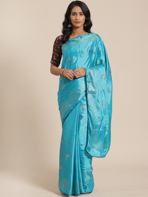floral embellished saree with blouse - 17470595 - Very Small Image - 1