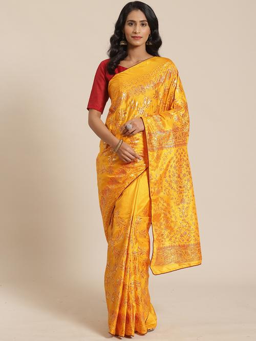 floral printed saree with blouse - 17470609 - Very Small Image - 1