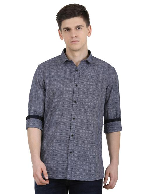 grey checkered casual shirt - 17471312 - Very Small Image - 1