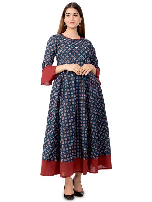 printed flared kurta - 17472730 - Very Small Image - 1