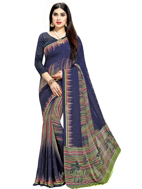 abstract printed saree with blouse - 17474015 - Very Small Image - 1