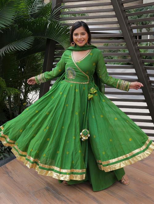 bandhani print suit set - 17474346 - Very Small Image - 1