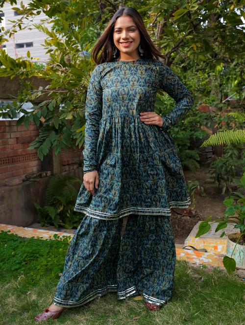printed kurta sharara set - 17474353 - Very Small Image - 1