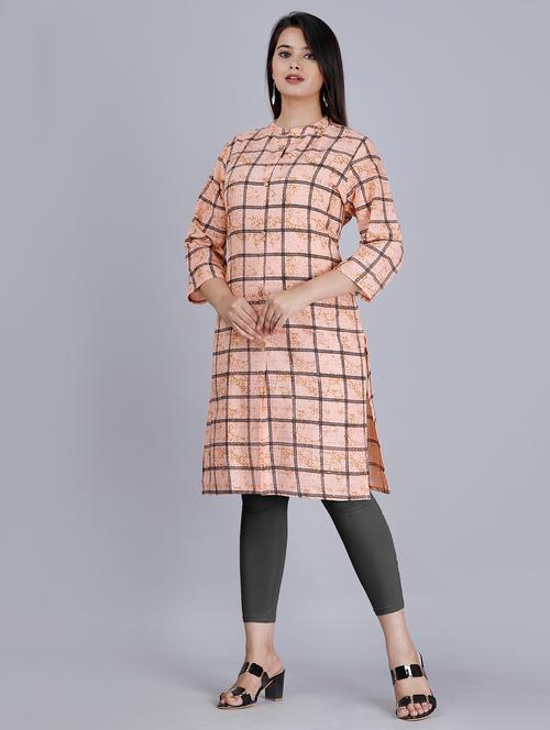 check print straight kurta - 17474364 - Very Small Image - 1